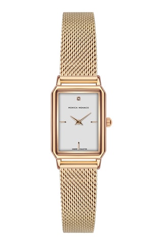 Montre à quartz en acier et diamant - Doré