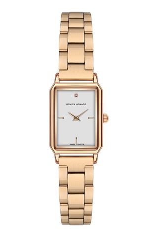 Montre à quartz en acier et diamant - Doré