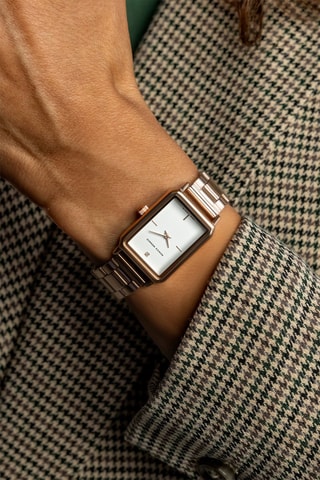 Montre à quartz en acier et diamant - Doré