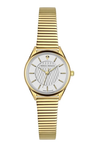 Montre à quartz en acier et diamant - Doré