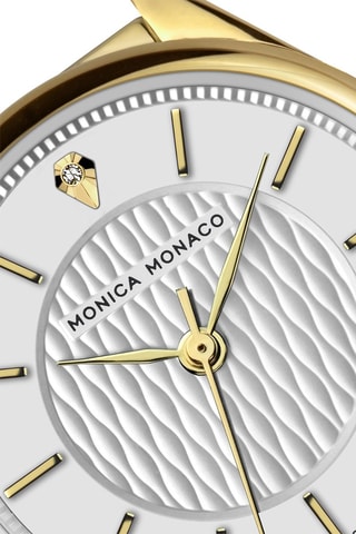 Montre à quartz en acier et diamant - Doré