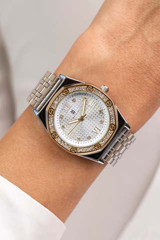 Montre à quartz en acier - Doré et argenté 
