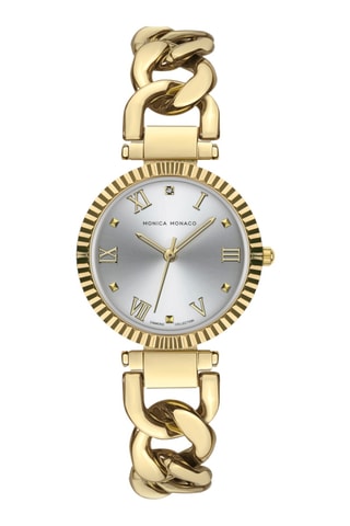 Montre à quartz en acier et diamant