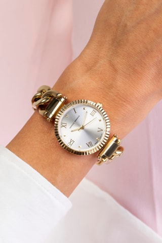 Montre à quartz en acier et diamant