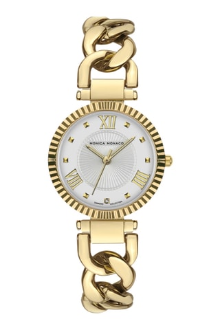 Montre à quartz en acier et diamant