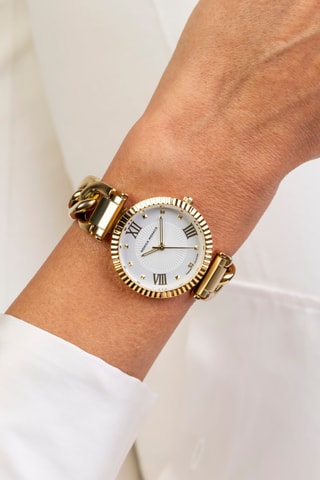 Montre à quartz en acier et diamant