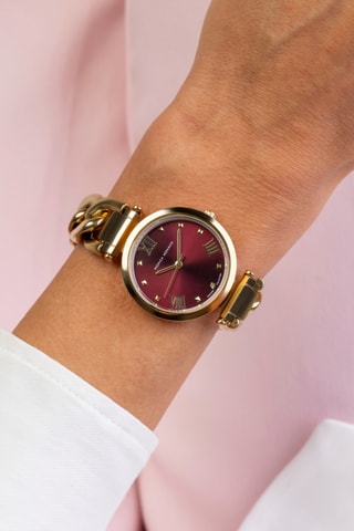 Montre à quartz en acier et diamant
