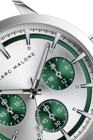 Montre à quartz en cuir - Argenté et vert - Marc Malone