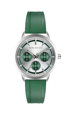 Montre à quartz en silicone - Argenté et vert - Marc Malone
