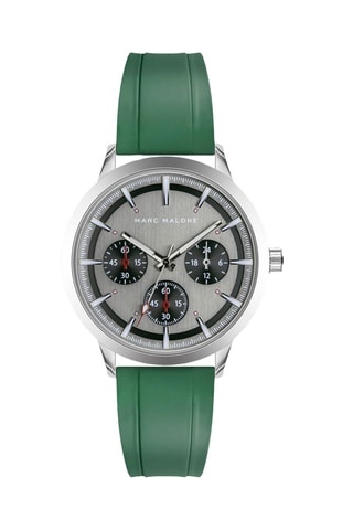 Montre à quartz en silicone - Argenté et vert - Marc Malone
