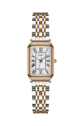Montre à quartz en acier - Argenté et doré rose - Frederic Graff