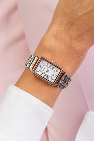 Montre à quartz en acier - Argenté et doré rose - Frederic Graff