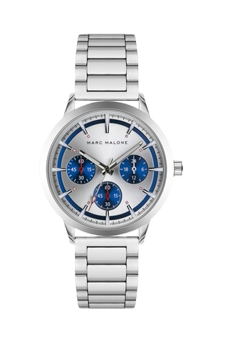 Montre à quartz en acier - Argenté et bleu - Marc Malone
