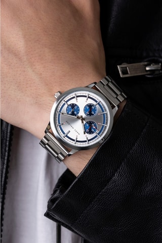 Montre à quartz en acier - Argenté et bleu - Marc Malone