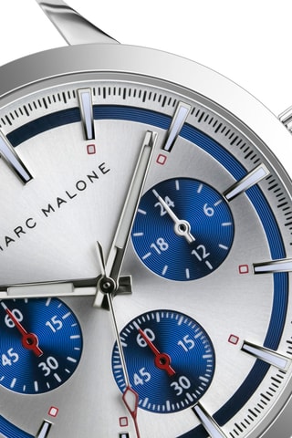 Montre à quartz en acier - Argenté et bleu - Marc Malone