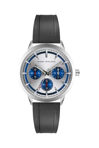 Montre à quartz en silicone - Argenté et bleu - Marc Malone