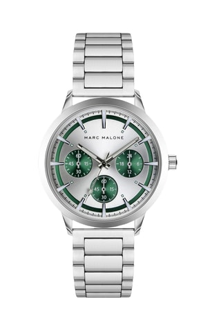 Montre à quartz en acier - Argenté et vert - Marc Malone