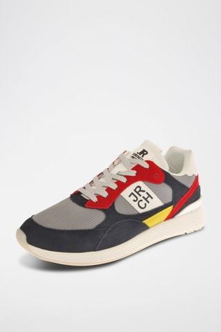 Nubuck Sneakers - Marineblauw en Rood