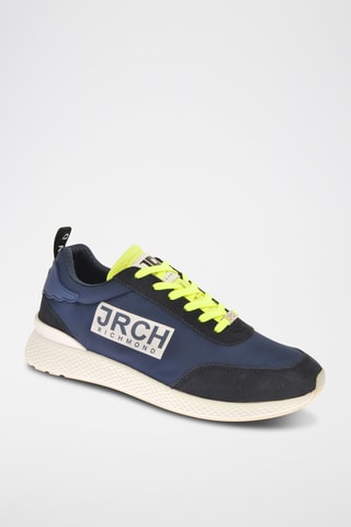 Nubuck Sneakers - Marineblauw en Geel