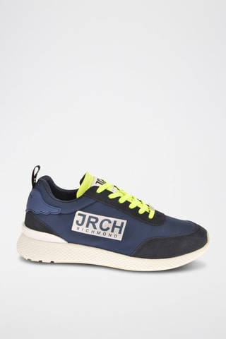 Nubuck Sneakers - Marineblauw en Geel