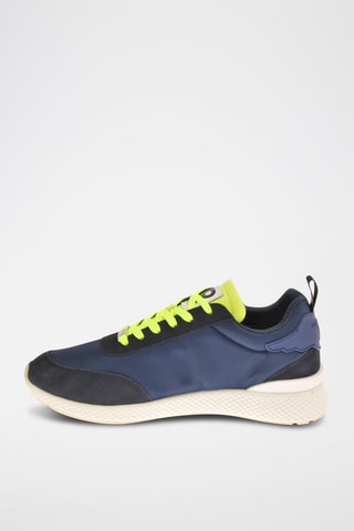 Nubuck Sneakers - Marineblauw en Geel