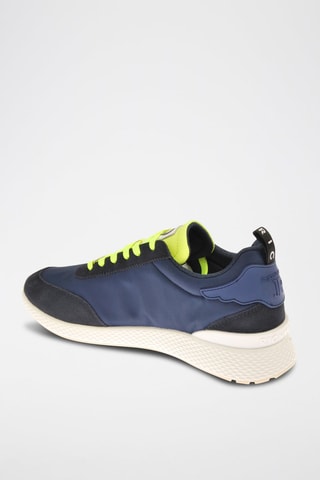 Nubuck Sneakers - Marineblauw en Geel