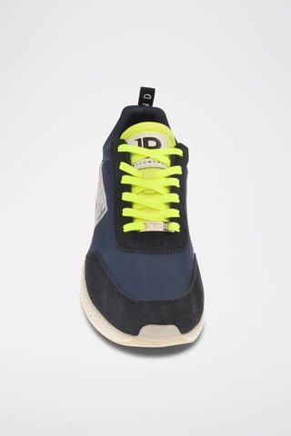 Nubuck Sneakers - Marineblauw en Geel
