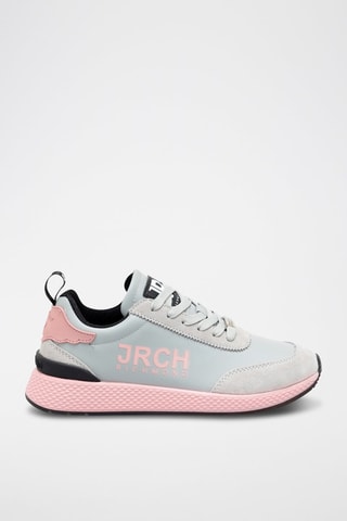 Nubuck Sneakers - Lichtgrijs en Roze