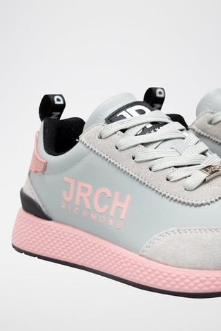 Nubuck Sneakers - Lichtgrijs en Roze