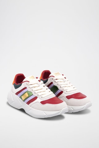 Baskets en nubuck - Blanc et rouge
