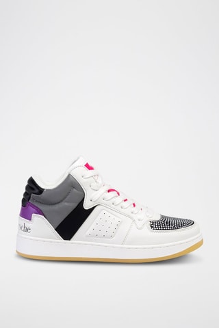 Baskets montantes en cuir Blanc et noir