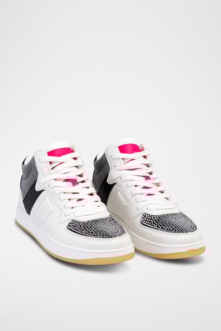 Baskets montantes en cuir Blanc et noir
