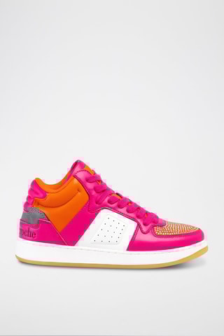 Baskets montantes en cuir Rose et blanc