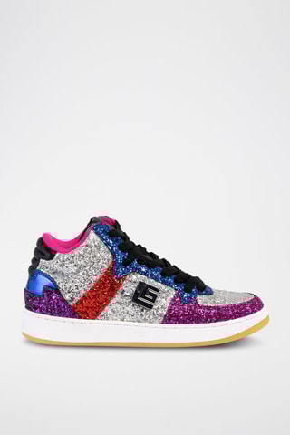 Baskets montantes en cuir Gris et violet