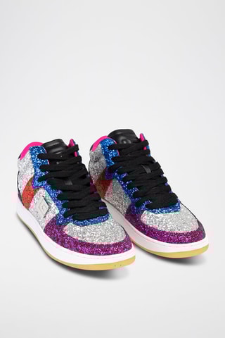 Baskets montantes en cuir Gris et violet