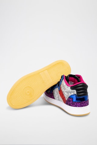 Baskets montantes en cuir Gris et violet