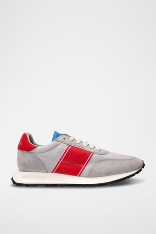 Baskets en cuir - Gris et rouge