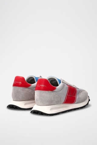 Baskets en cuir - Gris et rouge