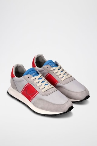 Baskets en cuir - Gris et rouge