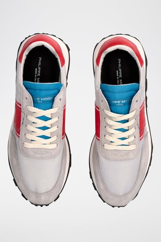 Baskets en cuir - Gris et rouge