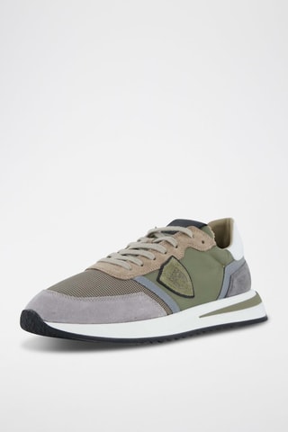 Baskets en cuir - Kaki et gris