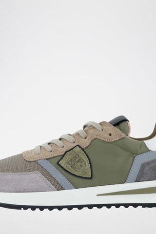Baskets en cuir - Kaki et gris