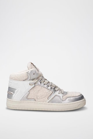 Baskets montantes - Argenté et beige