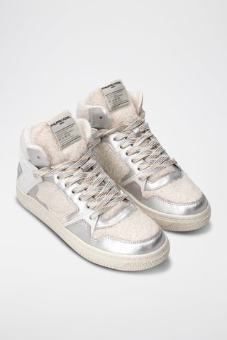 Baskets montantes - Argenté et beige