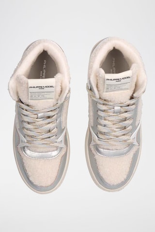 Baskets montantes - Argenté et beige