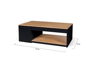 Table basse relevable Elina - Noir et imitation bois - 110 x 45 x 60 cm