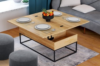 Table basse relevable - Imitation bois et noir