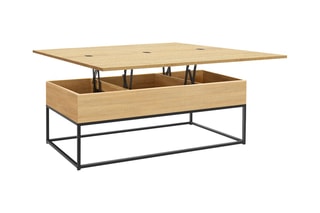 Table basse relevable - Imitation bois et noir