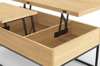 Table basse relevable - Imitation bois et noir