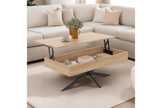 Table basse relevable Spider - Imitation bois et noir